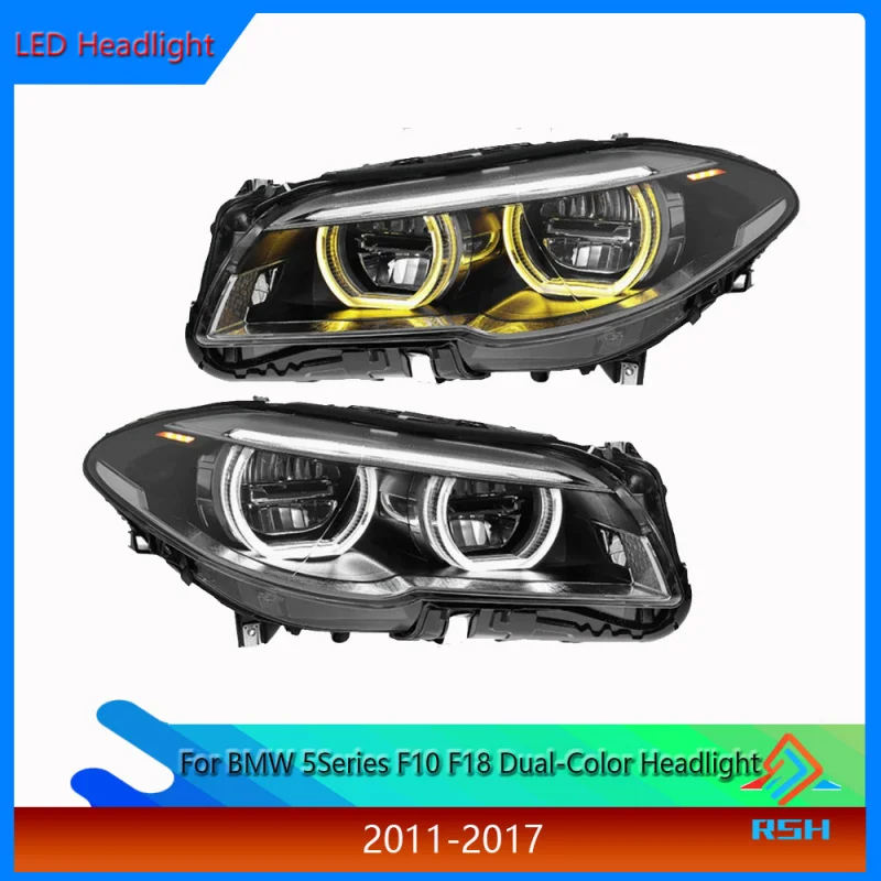 

For BMW 5 Series F10 2011-2017 Upgrade High Spec Dual Color Angel Eyes LED Daytime Running Lights Turn Signal Headlight Assembly