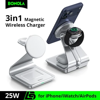 Bonola Magnetic 3 in 1 Wireless Charger for iPhone 18Pro/17/16/15/14 30W Wireless Charging