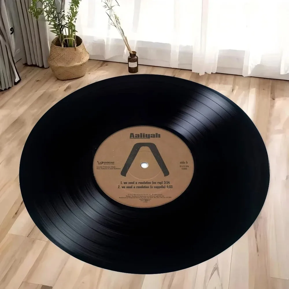 Vinyl Record Rug, Retro Music Carpet Round Non-Slip, Classic LP Design Mat for Living Room Children's Room Playroom