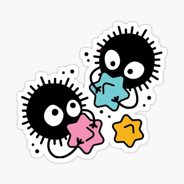 Soot Studio Ghibli 5PCS Stickers for Funny Decorations Decor Room Stickers Cute Wall Car Living Room Cartoon Print Laptop