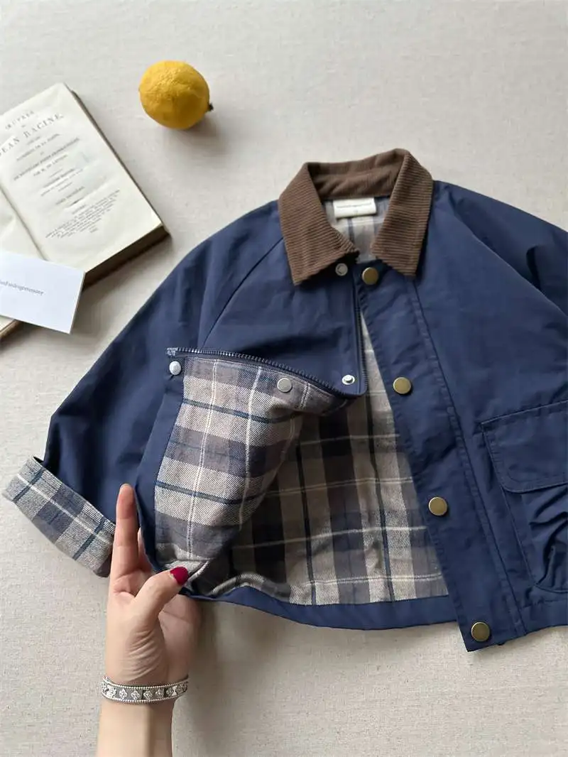 2026 UNITIM Frühling Herbst Kinder Jungen Jacke Kariert mit Taschen Langarm Kleinkind Jungen Oberbekleidung Mantel Kinder Jungen Jacke – Detail 15