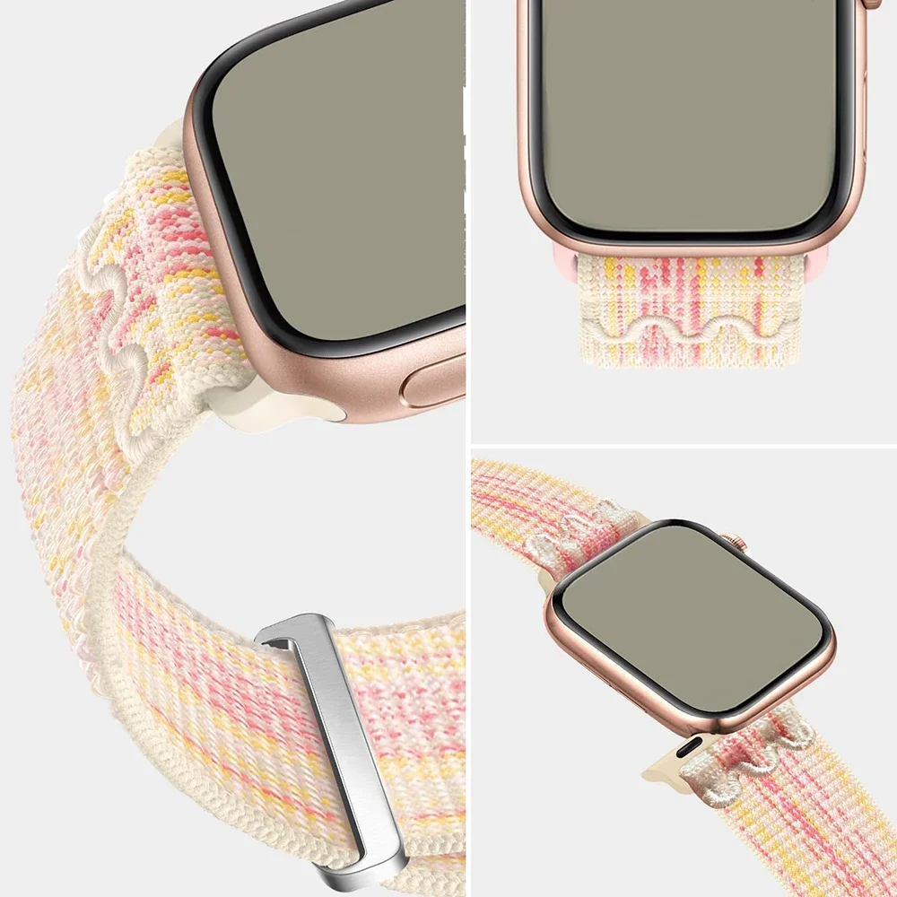 Nylon Loop Strap for Apple Watch Ultra Band 46mm 49mm 45mm 44mm 42mm 41mm 40mm Soft Durable Bracelets iwatch SE 10 9 8 7 6 5 4 3