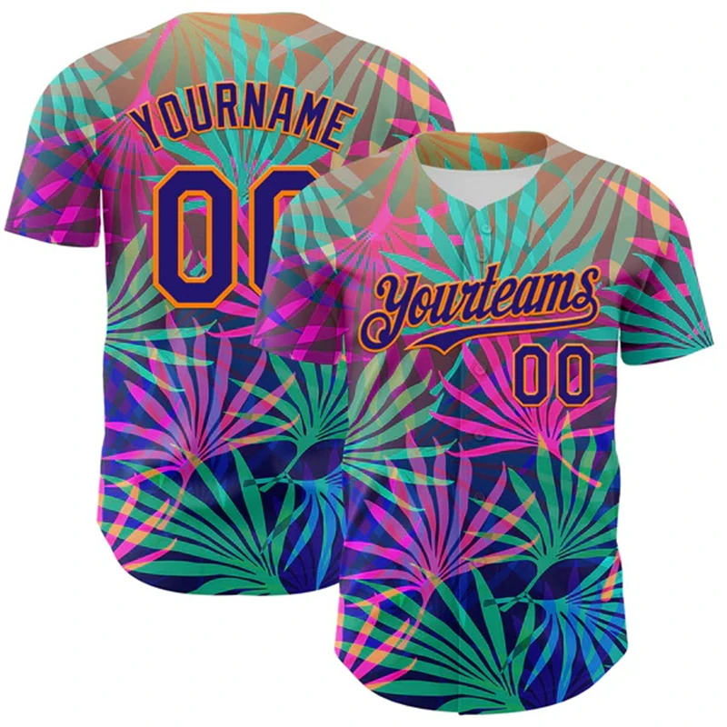 Customizable Team Name Number Baseball Jersey Viral Tropical Palm Shirts For Man Soft Breathable Baseball Shirts For Daily Wear