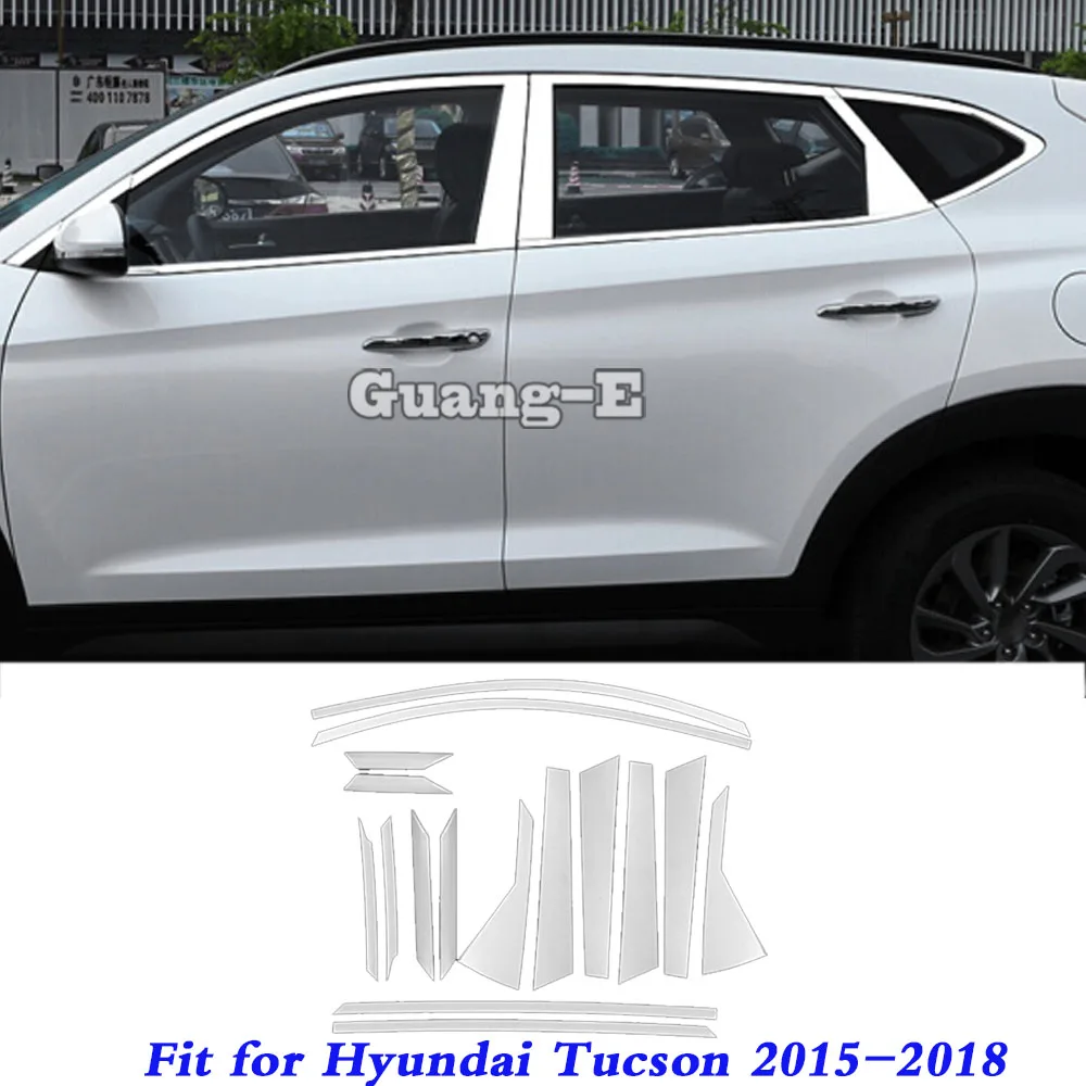 

For Hyundai Tucson 2015 2016 2017 2018 2019 Styling Stick Stainless Steel Glass Window Garnish Pillar Middle Column Trim Hoods