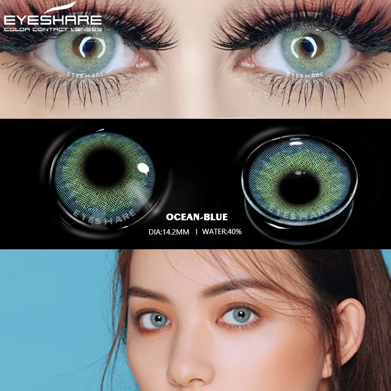 EYESHARE 1 Pair Color Lens Ocean Color Contact Lenses Beautiful Pupil Makeup Contact Lens Yearly Use Cosmetic Beauty Eye Lenses