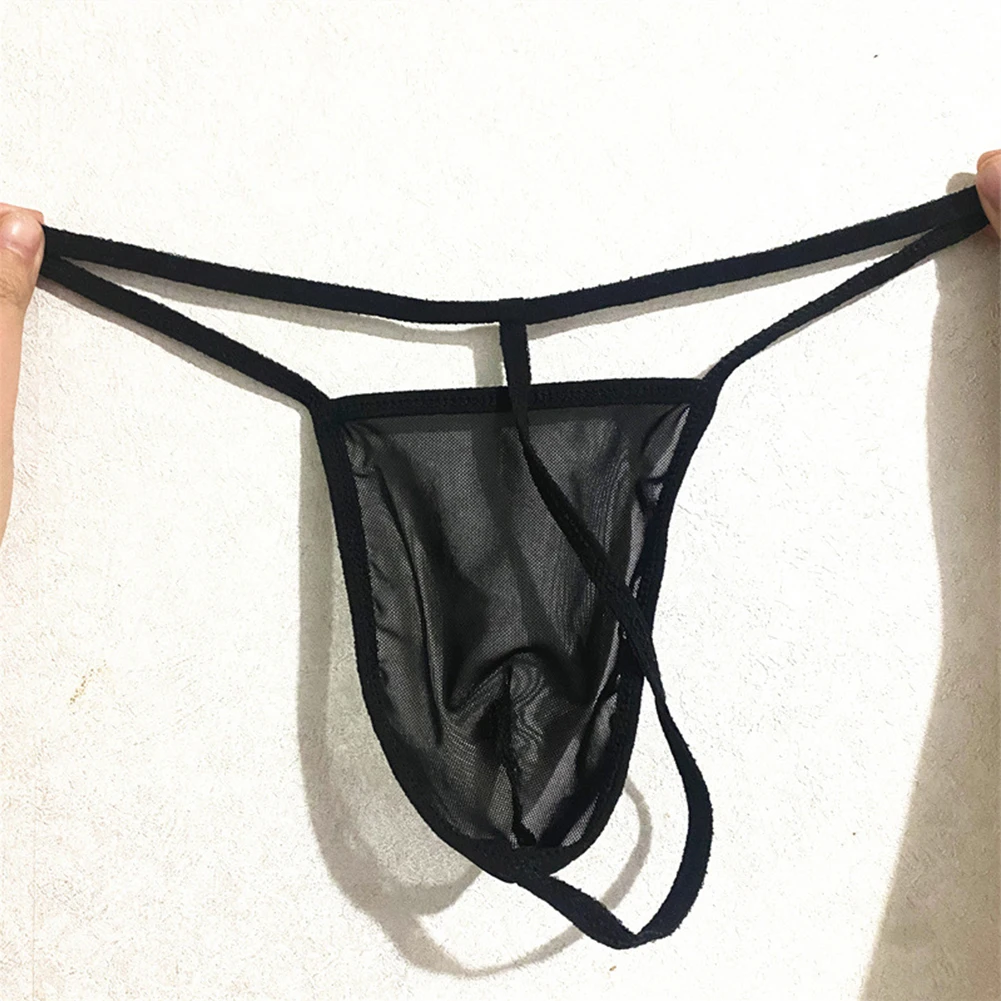 

2 Pcs Men Sissy Thong Mesh See-through Pouch G-string Super Miin Bikini Briefs T-Back Transparent Underwear Solid Erotic Panties