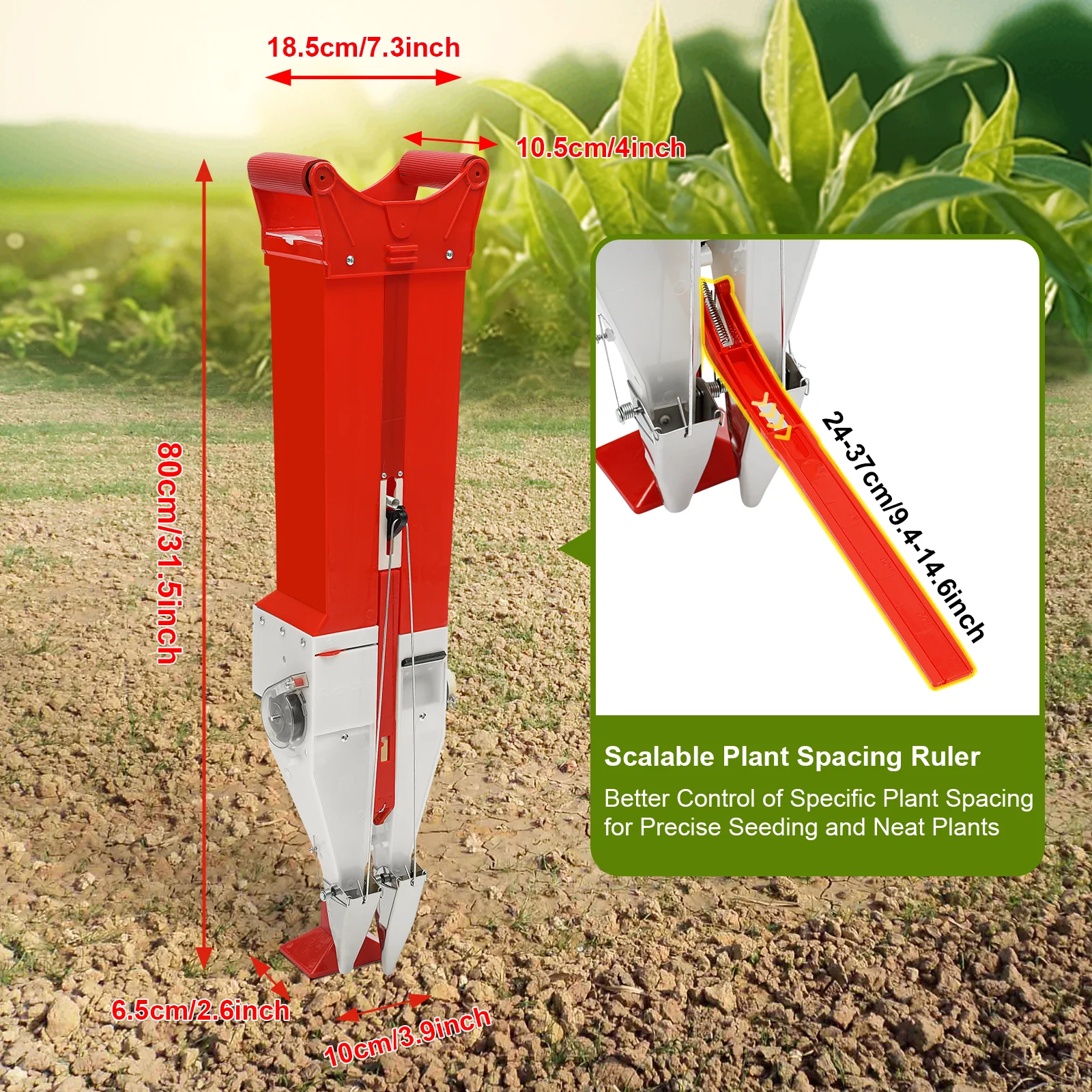 Fertilizante manual Aplicador manual de mano Profundidad de siembra ajustable y ayuda para granja de fertilización