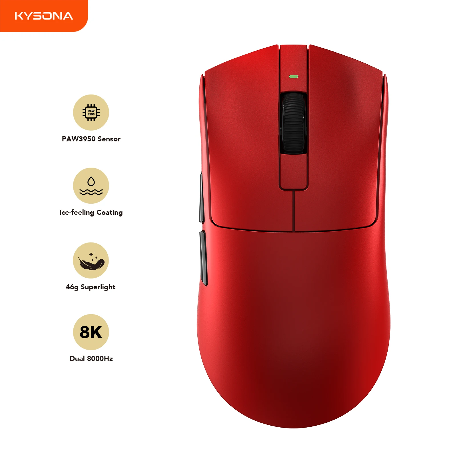

KYSONA Jupiter Ultra 46g Lightweight Game Esports Office 3950 Sensor 8khz Receiver Wireless Rechargeable Mouse Is Worth Having