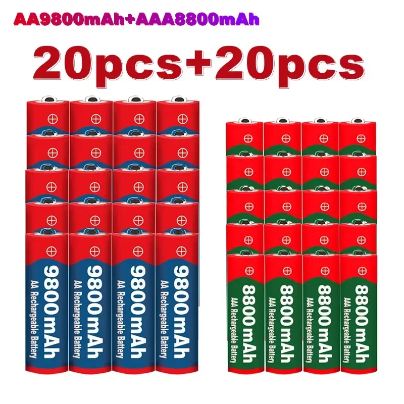 

2023 New 1.5V AA 9800 mAh+1.5V AAA 8800 mAh Alkaline1.5V Rechargeable Battery For Clock Toys Camera battery