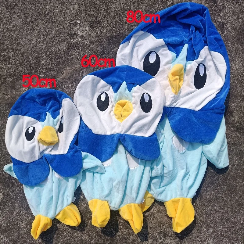 80cm Pokemon Piplup Plush Toy Leather Case Holster Anime Plushie Cute Large Doll Not Stuffed Semi-finished Plushie Toys Kid Gift