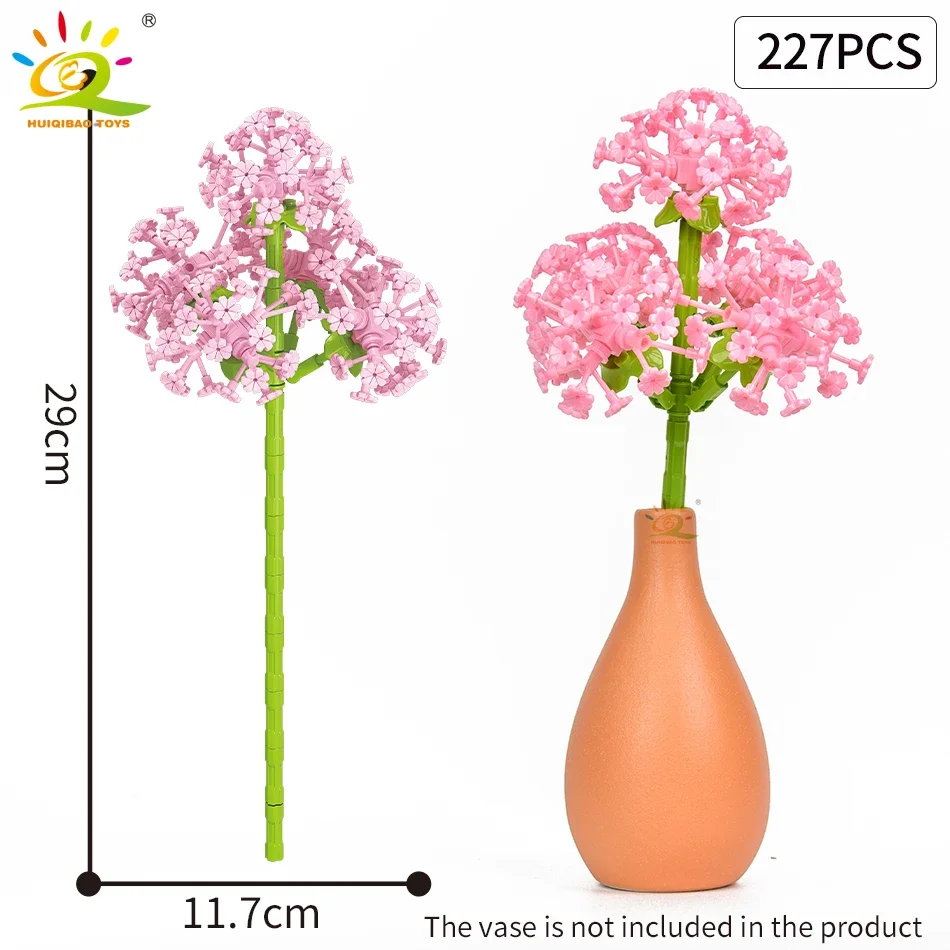 HUIQIBAO DIY MOC Flower Bouquet Model Building Blocks Plants Sunflower Bricks Kits Educational Toy For Children Girl Home Decor