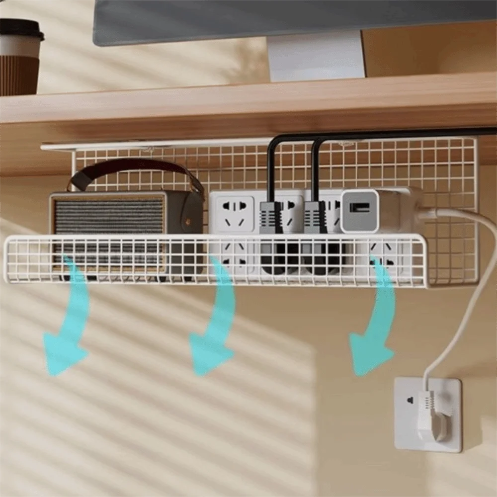 High Quality Under-desk Cable Management Tray with Clamp Metal Wire Socket Storage No Drill Wiring Storage Rack Office S75db201e302044d89a375ba749b0a26cm