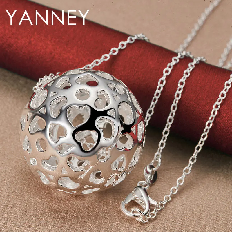 

Fine 925 Sterling Silver 16-30 Inches Luxury Ball Necklace For Women Men Fashion Gift Jewelry Party Wedding Christmas