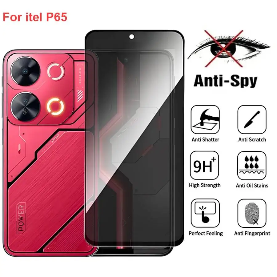 

Itel P65 P671L Anti Spy Privacy Tempered Glass Protector Compatible For Itelp65 Full Cover Screen Phone Film