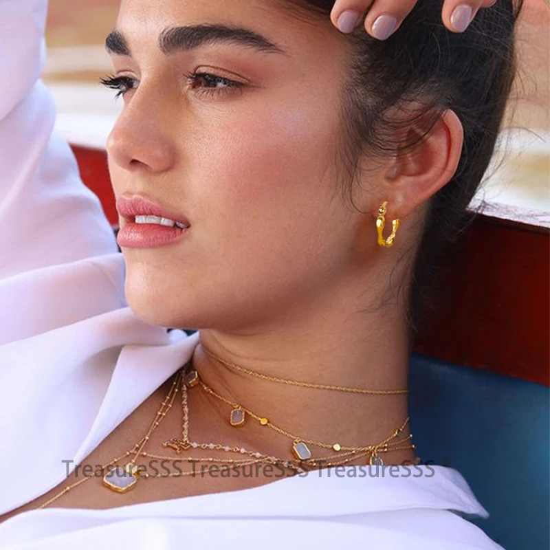 Pendientes redondos de aro de acero inoxidable para mujer, aretes simples de Color dorado, joyería para Piercing en la oreja resistente al agua,