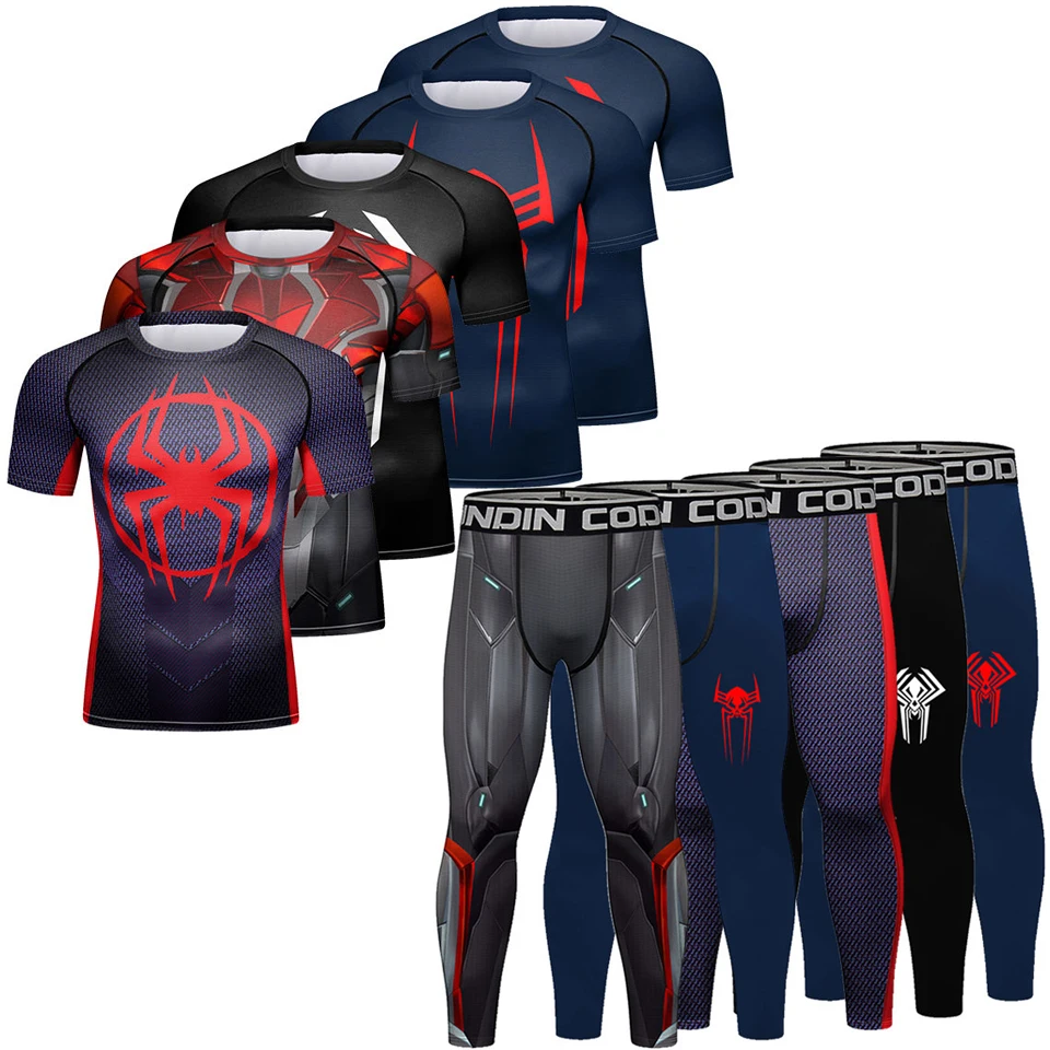 New Men's Boxing Kimono Jiu Jitsu Mma T-shirt+Pants Set Sport Boxing Legging Bjj Rashguard for Men Gym Clothing Boxeo Sportswear