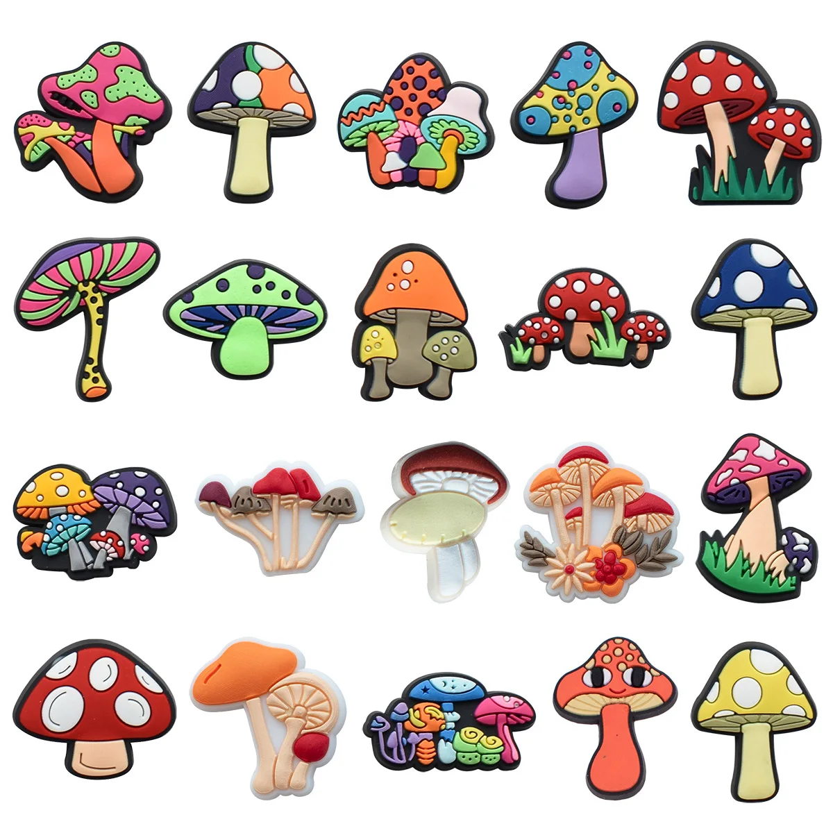 1-20pcs New Arrivals Mushroom Shoe Charms for Accessories Charms Clogs Bubble Slides Shoe DIY Shoe Decoration Kids Party Gift