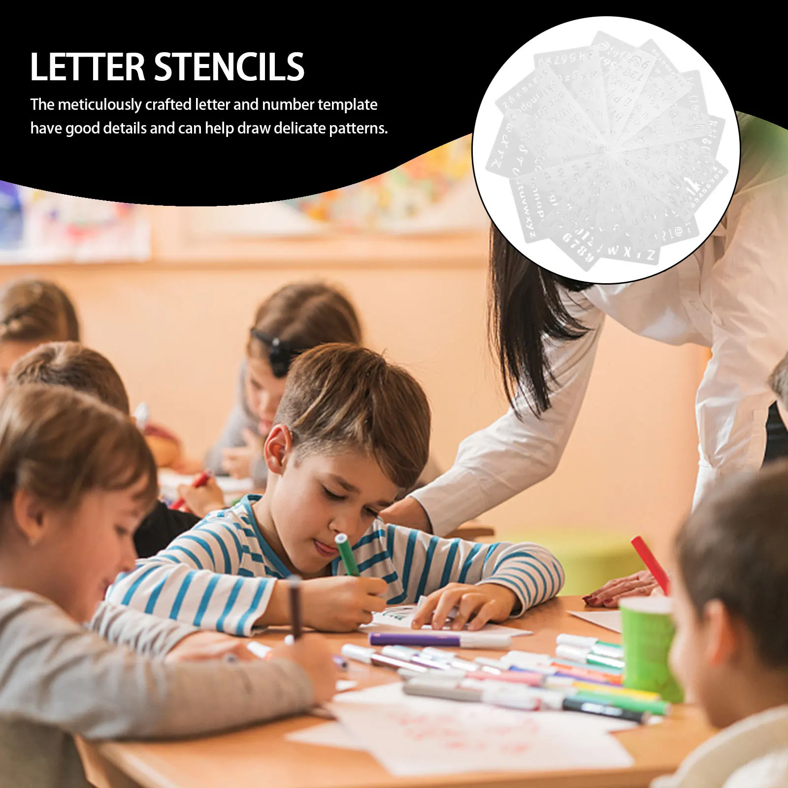 

12 Pcs Letter Stencil and Numbers Templates Stencils for Drawing Journaling White Plastic