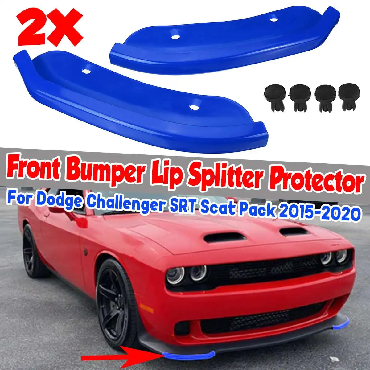 New 2x Car Front Bumper Splitter Lip Diffuser Protector Guard Cover Trim For Dodge For Challenger SRT Scat Pack 2015-2020