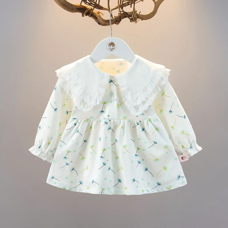 Girls' Spring and Autumn Floral Small Skirt Western Style Baby Girl Korean Style Dress  1Y-4Y