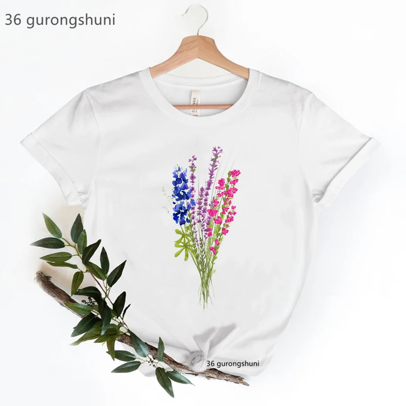 

Tee Shirt Femme Subtle Bi Pride Flowers Graphic Print Women Tshirt Summer Aesthetic Femme T-Shirt Fashion Camiseta Mujer Tshirt