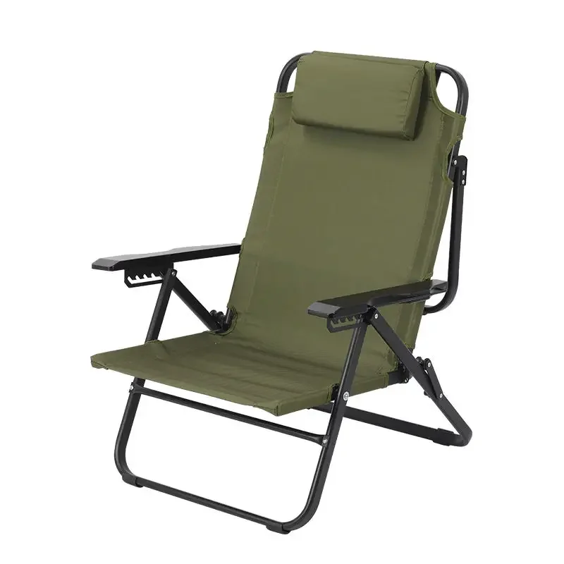 Outdoor Garden Chaise Lounge, Lightweight Aluminum Adjustable Backrest Portable Folding Chaise Lounge, Camping Chair with Pllows