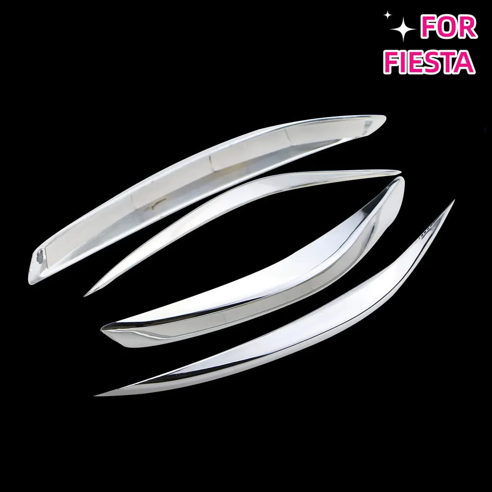 4pcs/set Car Front Fog Lamp Refitting Strips ABS Chrome Quality Sticker For Ford Fiesta MK7 2014 2015 2016 Sliver Accessories