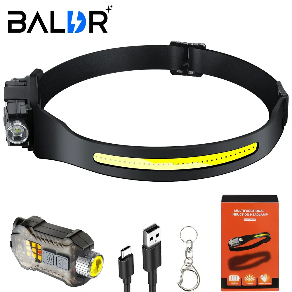 

BALDR LED Induction Headlamp USB Rechargable Headlight Flashlight Built-in Battery Head Torch Outdoor Camping Fishing Lantern