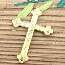 5pcs 80*53mm Alloy Charm 2sided Textured Big Cross Pendant H1122