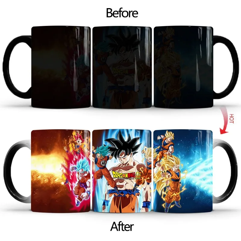 Dragon Ball Goku Coffee Mugs Creative Cartoon Anime Heat Senstive Color Changing Mug Home Ceramic Milk Coffee Cup Breakfast Cups