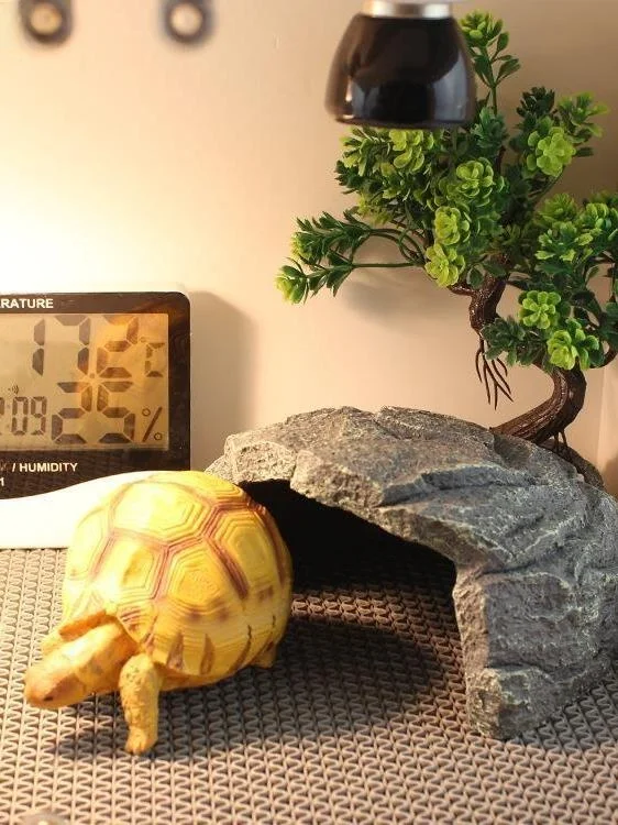 سلحفاة S كهف الراتنج مخبأ منزل Suthing منصة F elter الزواحف الحيوانات الأليفة اكسسوارات مواد الدلاء الزخرفية #3