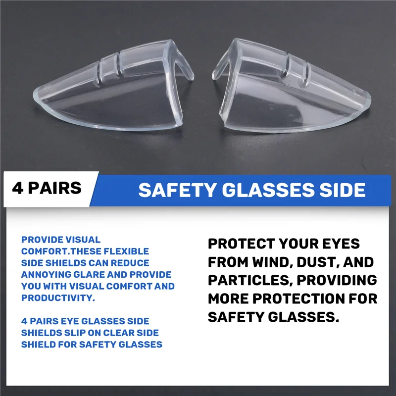 AA84眼鏡サイドシールド、安全メガネ用クリアサイドシールドを滑り込ませて装着