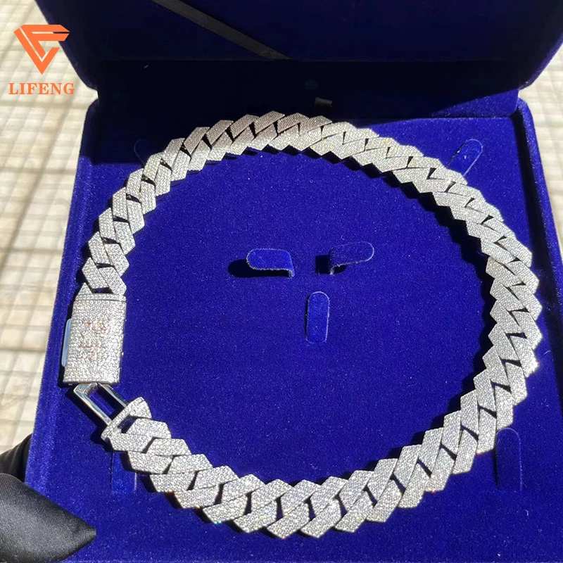 Best Selling 15MM 18MM 20MM Cuban Chain Necklace Jewelry D VVS1 Moissanite Diamond Hip Hop Cuban Link Chain Necklace