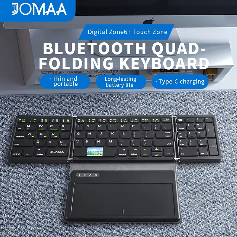 

Foldable Bluetooth Keyboard, Folding Keyboard with Large Touchpad, Numeric Keypad, PU Leather,Sync up to 3 Devices