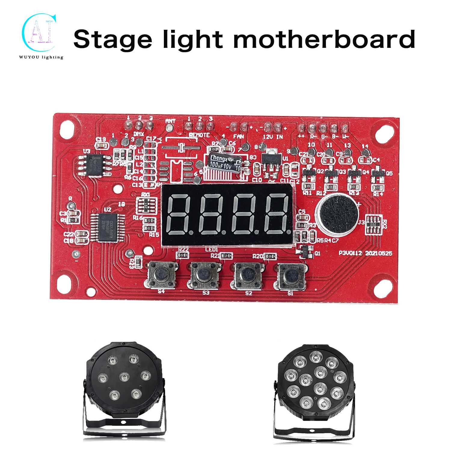 

12-36V Constant Voltage Motherboard LED RGBW 4in-1 Motherboard 4/8 Channel 7x10w 7x12W 12x12W LED Stage Light Repair Accessories