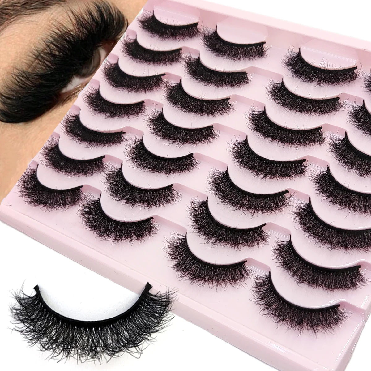 14 Paar künstliche Nerzwimpern, natürliche Nerzwimpern, dramatisch voluminöse falsche Wimpern, verlängerte falsche Wimpern, komplett