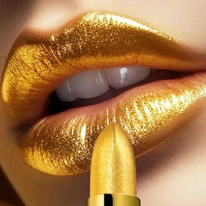 Brillo de labios dorado brillante para mujer, mate metálico, terciopelo, resistente al agua, larga duración, Sexy, rojo, rosa, brillo de labios,