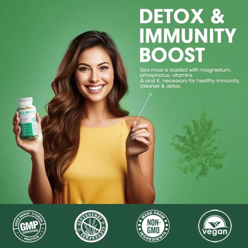 120 Sea moss Pills with Natural Sea Moss Powder,Bladderwrack,Burdock Root for Thyroid and Immune, Joint Support Rich Potassium