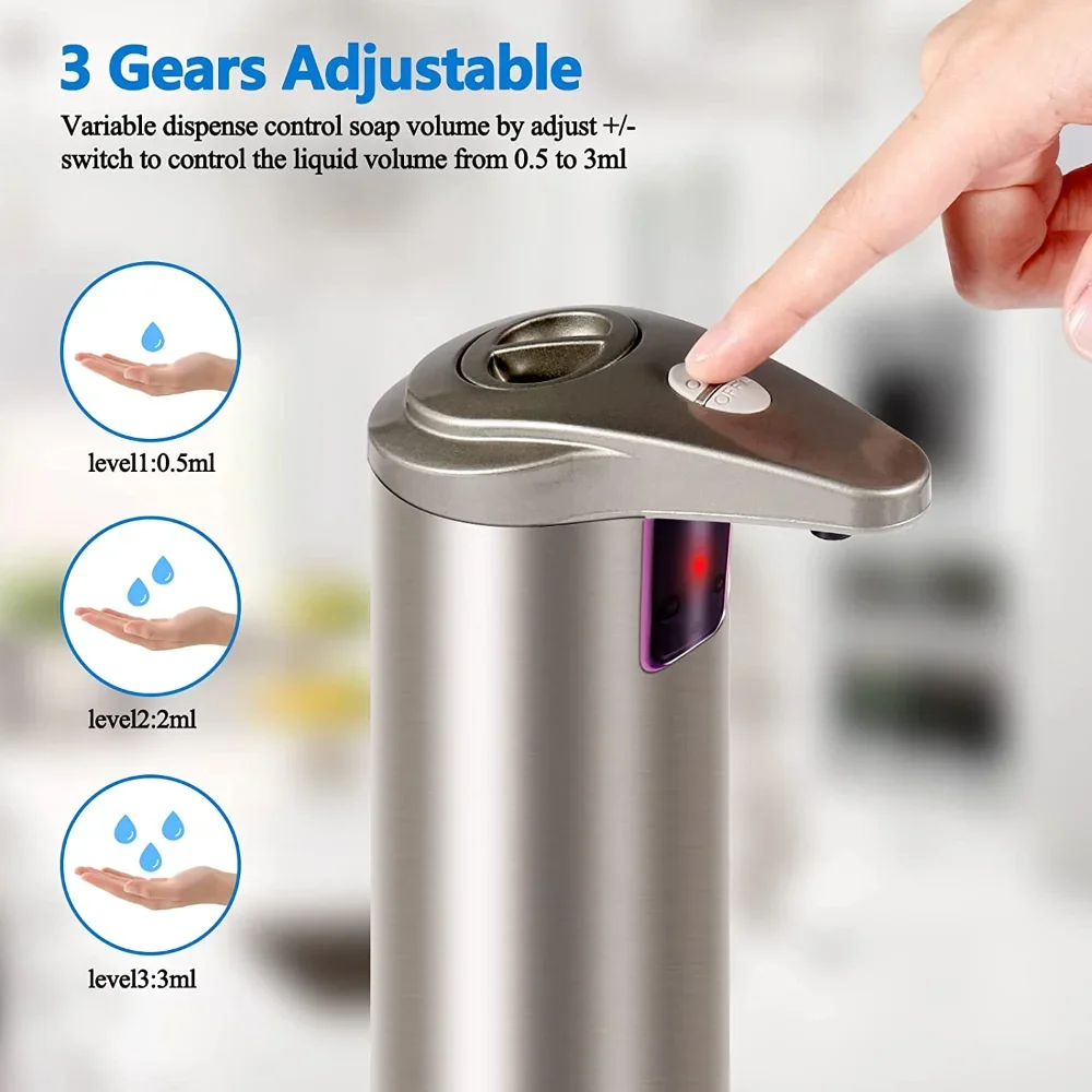 

Automatic Sensing Soap Dispenser 250L/8.5oz Touchless Foam Washing Machine with Ultra-Sensitive Infrared Sensor Waterproof Base