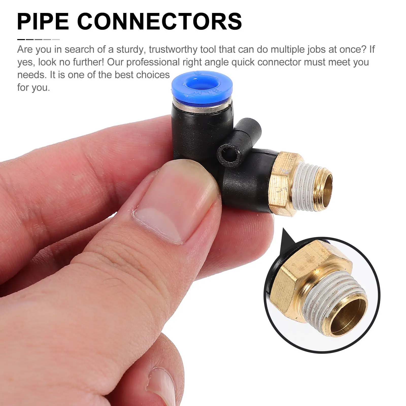 12Pcs Quick Connector Hose Joints High Pressure Resistant Right Angle Pneumatic Tube Connectors Black Quick Connector