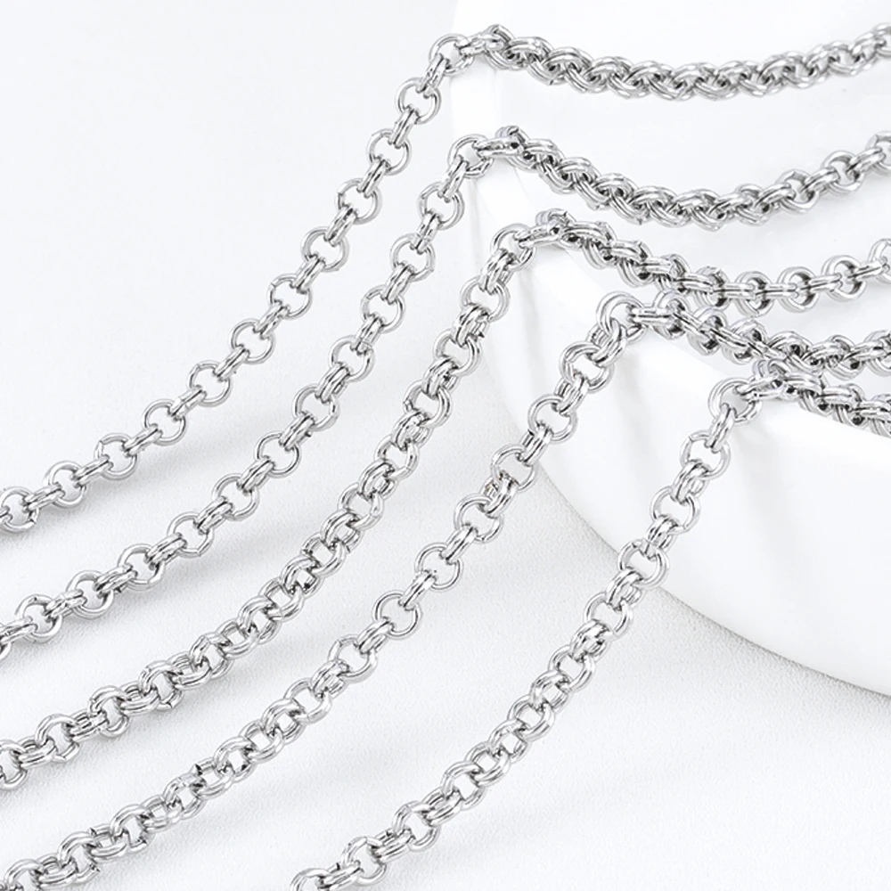 

Цепочки из нержавеющей стали, простые круглые ювелирные украшения «сделай сам», 1 метр, 4 мм