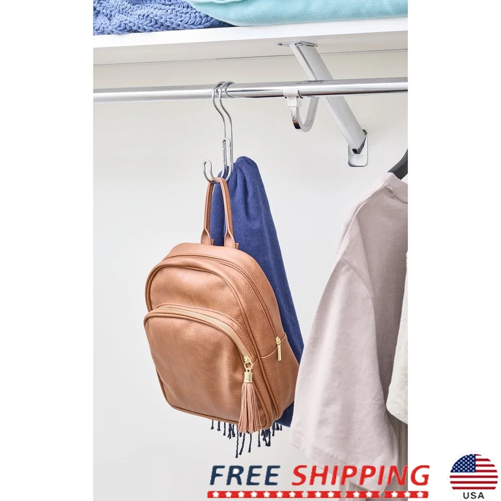 

Прочный металлический крючок над стержнем с кронштейнами, двойные вешалки, ремни, завязки, шарфы, кошельки, рюкзаки, эффективный органайзер для шкафа