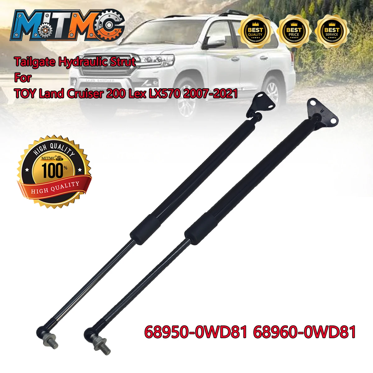 1 Set Tailgate Hydraulic Strut For TY Land Cruiser 200 Lex LX570 2007-2021 68950-0WD81 68960-0WD81