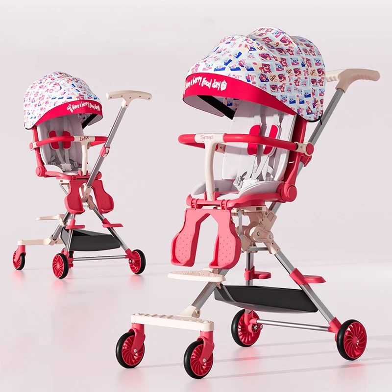 

Baby Stroller High Landscape Reversible Seat Lightweight Foldable Newborn Carriage with Cup Holder Travel System