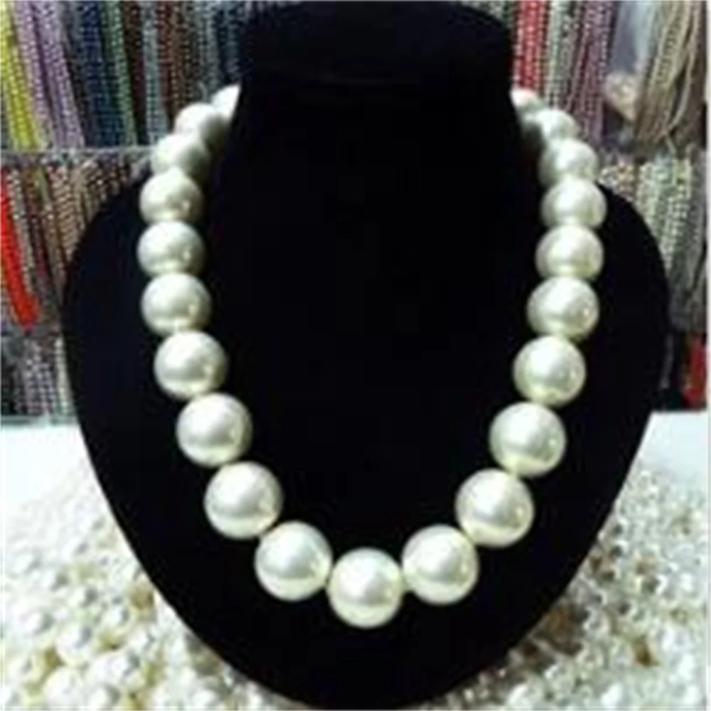 RARE Huge 16mm White South Sea Shell Pearl Necklace 18\