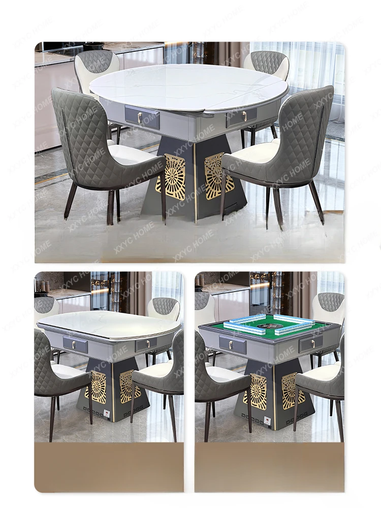 Stone Plate Rotating Heating Household Mahjong Machine Automatic Multi-Functional Mahjong Table Dining Table