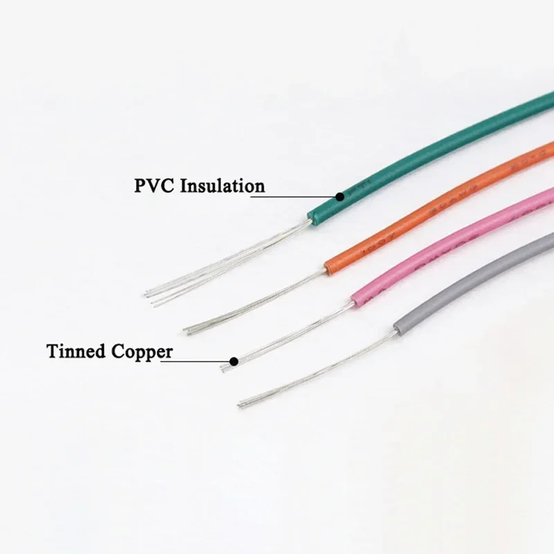 UL1007 Wire PVC Insulation Tinned Copper Cable （5 Colors Mix Kit）30/28/26/24/22/20/18/16 AWG Stranded Electrical Line PCB Wire