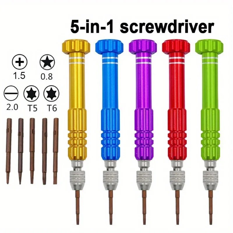 1 Set 5 In 1 Precision Screwdriver, Magnetic Screw Driver Bits, Mobile Watch Phone Disassembly Repair Tools