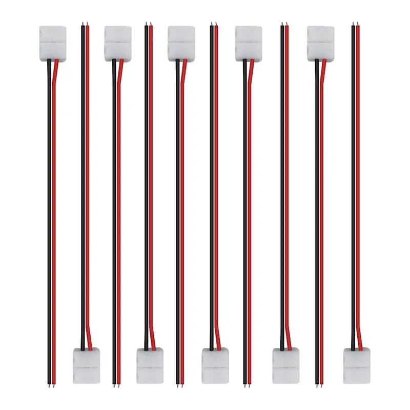 ABGN 50Pcs LED Tape Connector 2Pin LED Strip Accessories Connectors 8Mm for 2835 3528 5050 5730 5630 SMD LED Strip