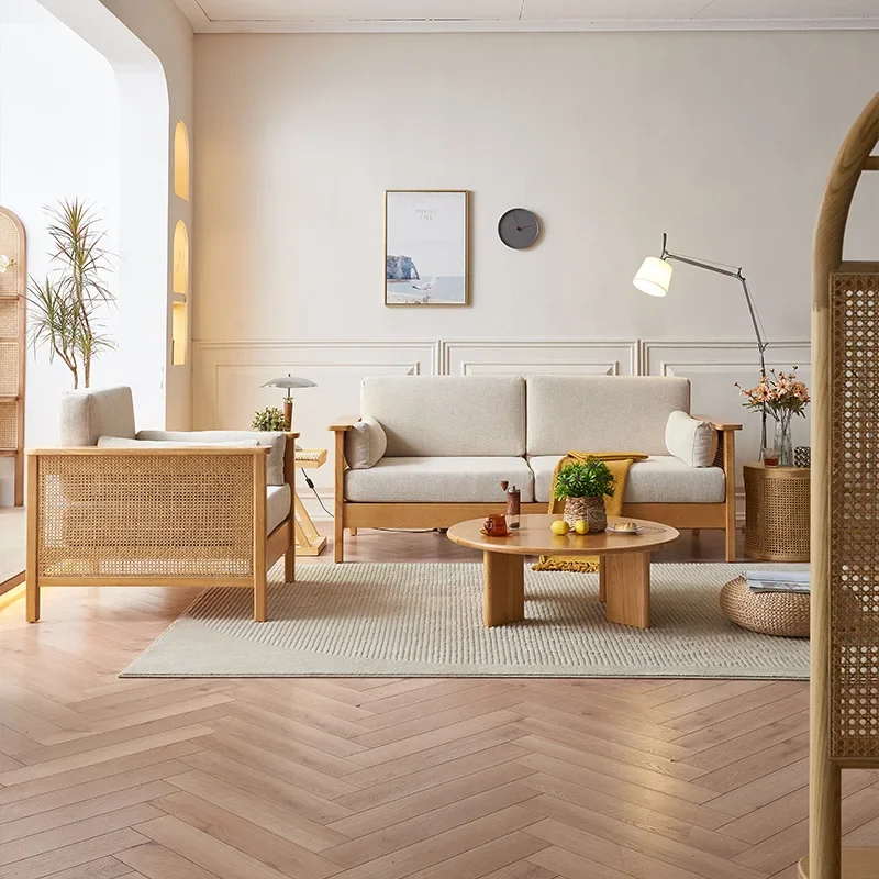 Nuevo Sofá chino de madera maciza, combinación para el hogar, sala de estar, ratán simple, so fa, pequeño apartamento, cama